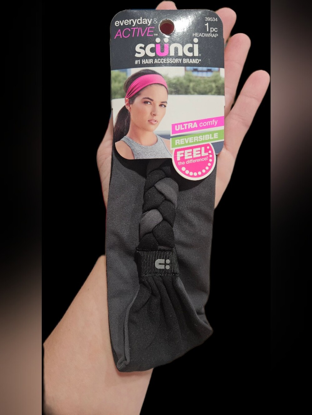 NWT SCÜNCI STRETCHY BRAIDED BLACK & GRAY HEADWRAP BAND!